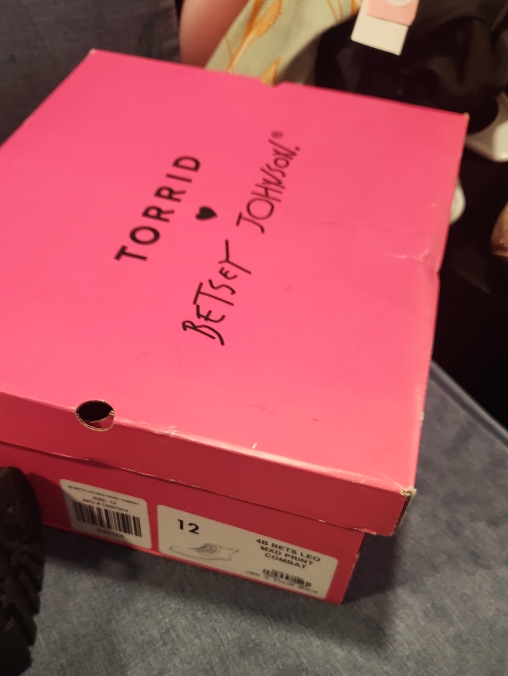 Like New Torrid/Betsey Johnson Leopard Rose Combat Boots - Picture 5 of 5